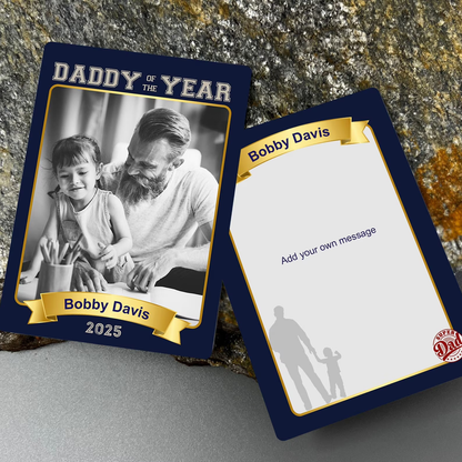 Personalized Daddy of the Year Metal Basketball Trading Card