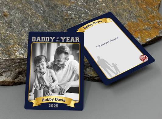 Personalized Daddy of the Year Metal Basketball Trading Card