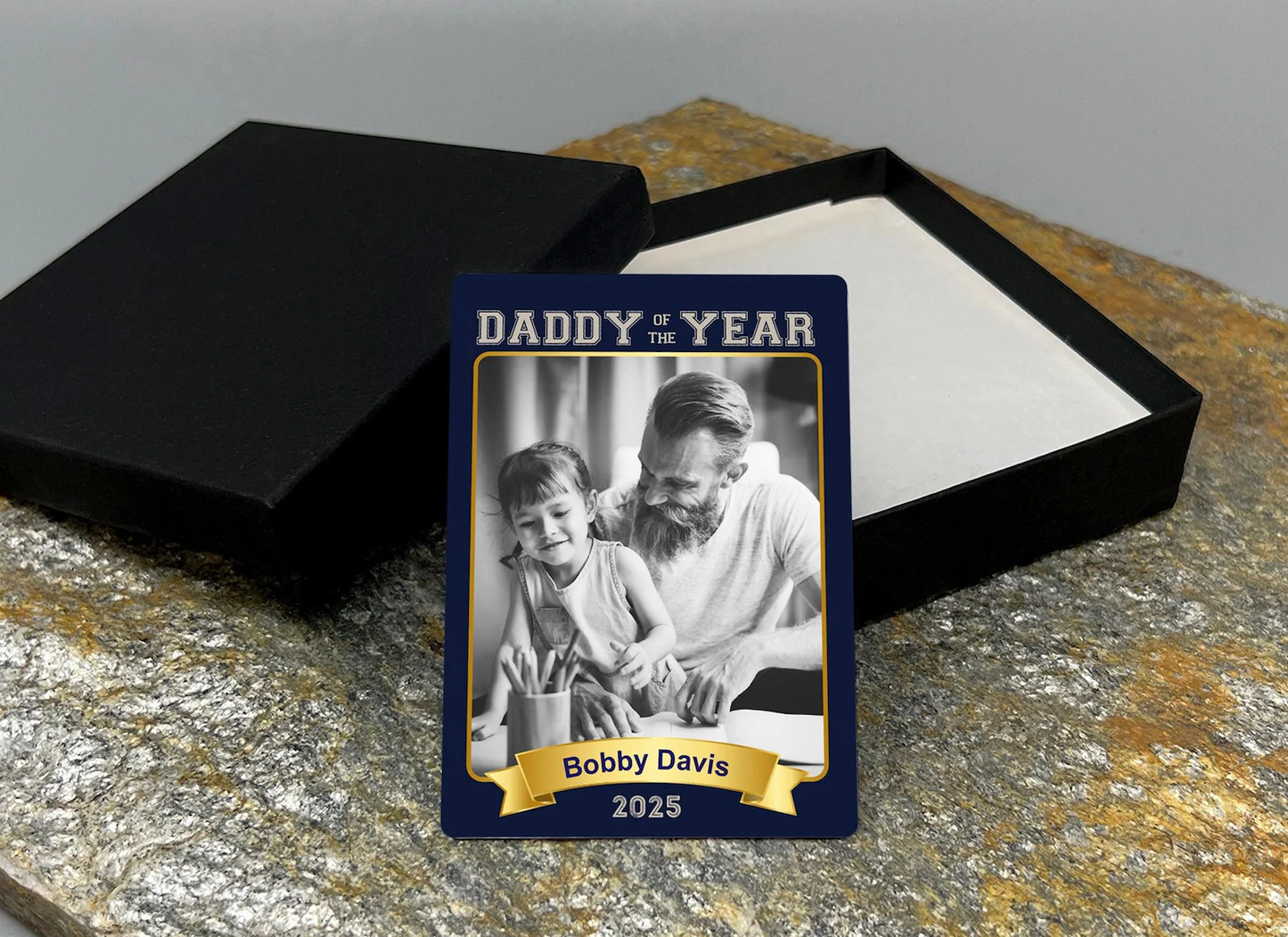 Personalized Daddy of the Year Metal Basketball Trading Card