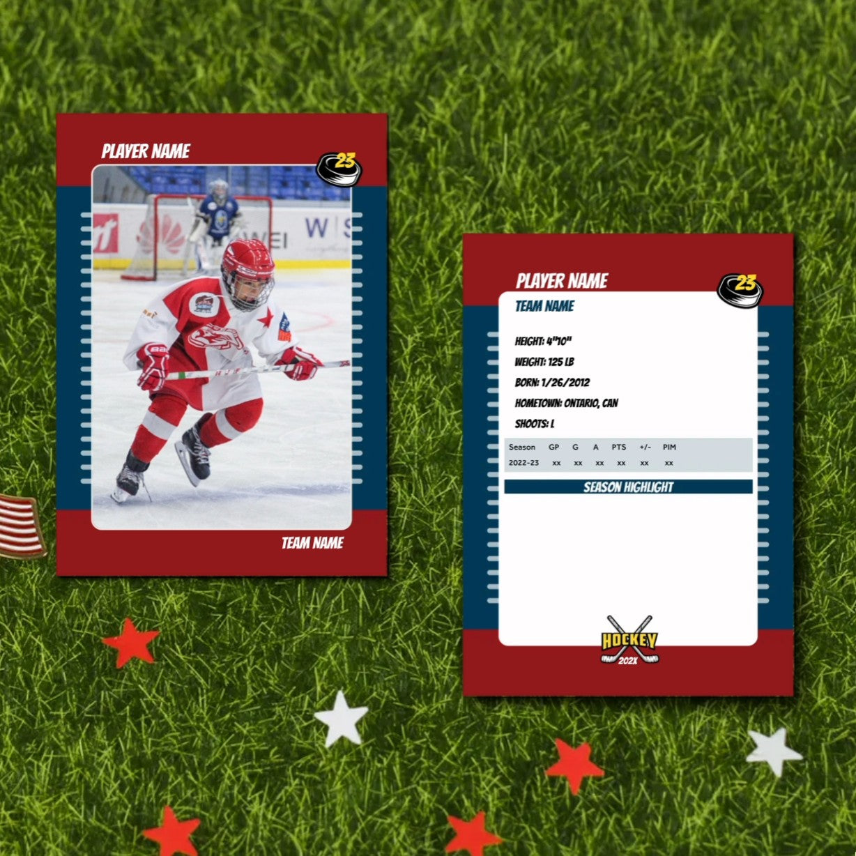 Personalized Ice Hockey Athlete Team Trading Card